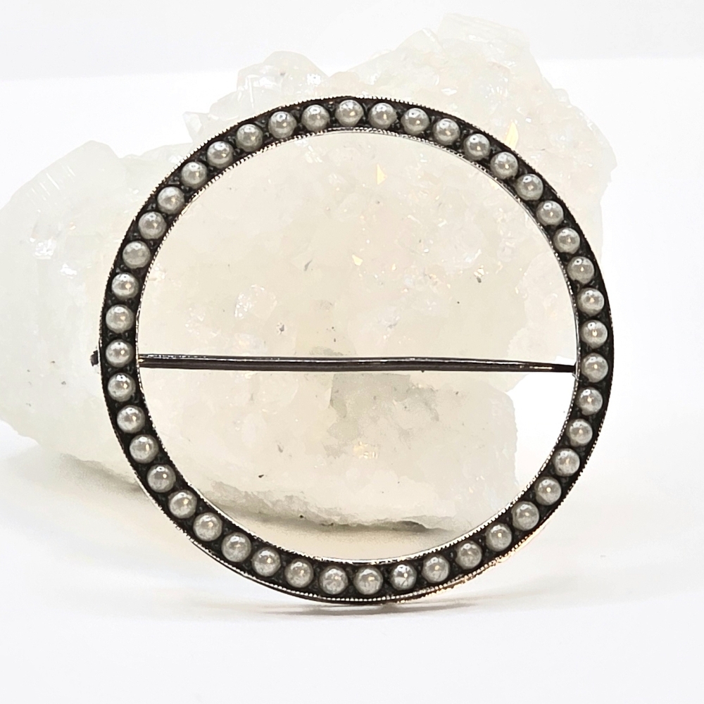 ANTIQUE STERLING SILVER SEED PEARL CIRCLE PEN